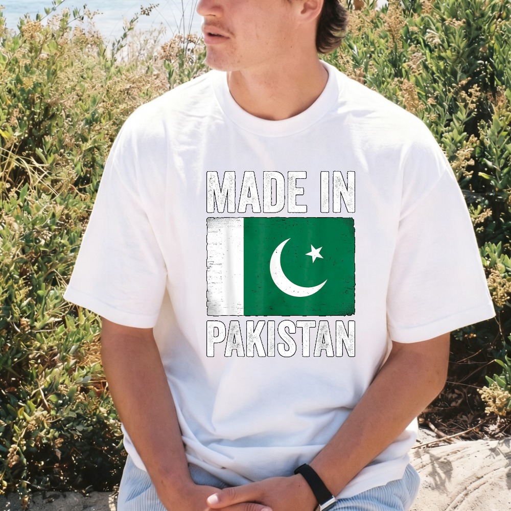 Summer Clothing Pakistan - T-Shirt Divertente con Bandiera Pakistana, Realizzata