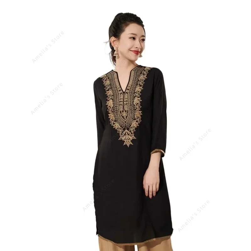 Summer Clothing Pakistan - Camicetta in cotone ricamata tradizionale indiana