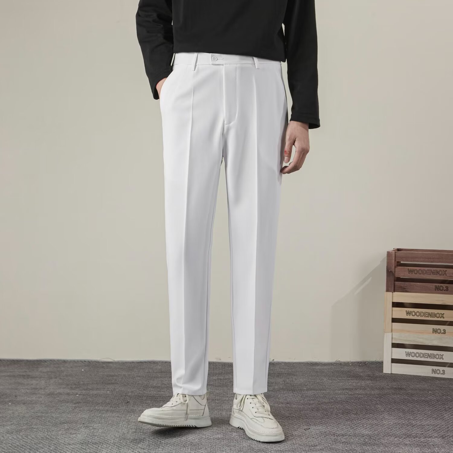 Summer Clothing Brands - Pantaloni casual dritti tinta unita da