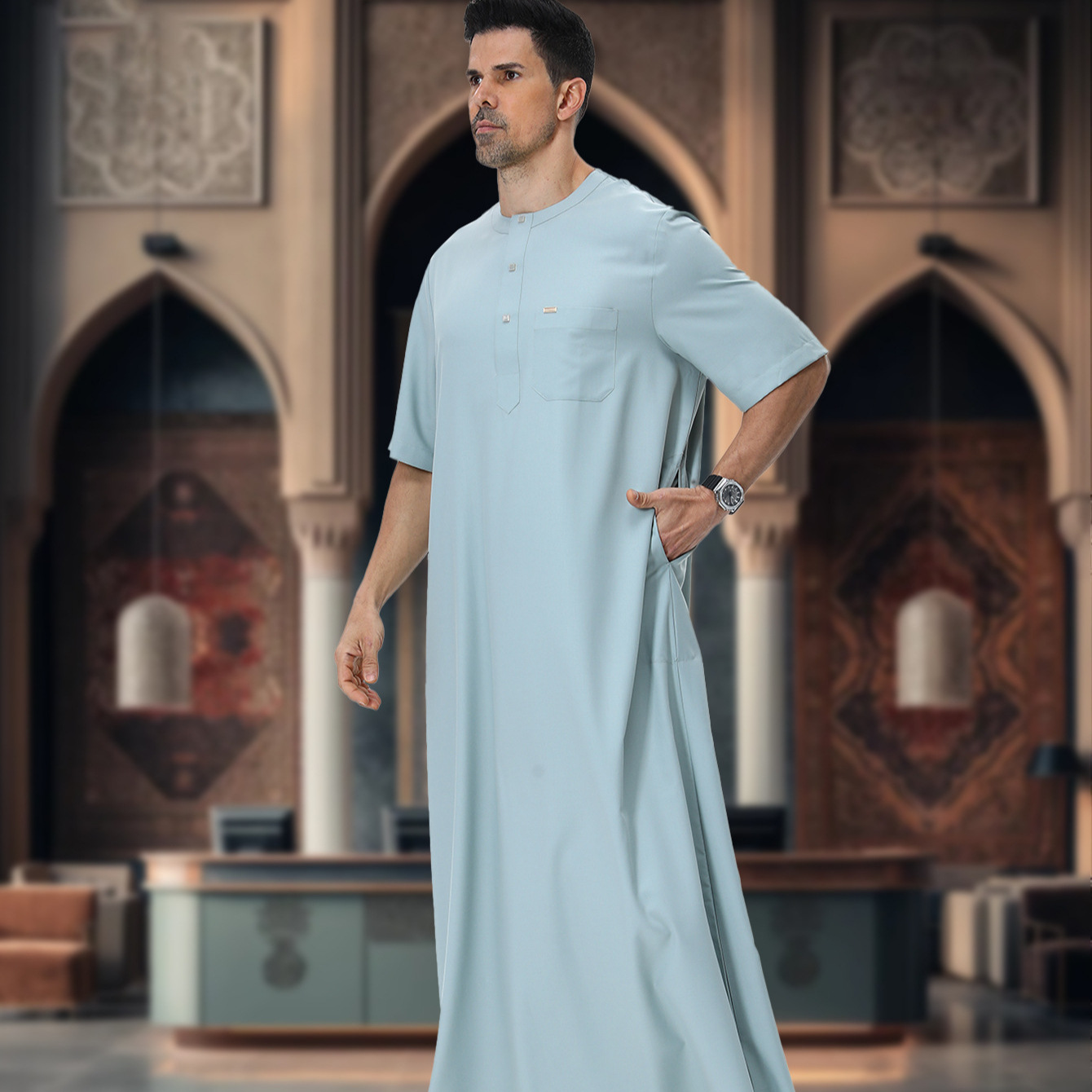 Summer Clothing Pakistan - Abaya Kaftan per Uomo Musulmano, Stile