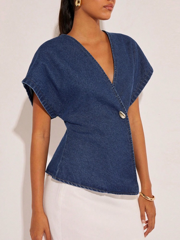 Camicetta in denim blu scuro d - Summer Clothing Wraps recensione e prezzo